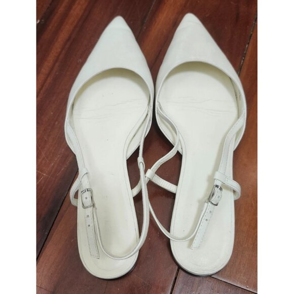 Everlane Women’s Size 9 White Leather Pointed Toe Slingback Flats Minimalist - Picture 5 of 12